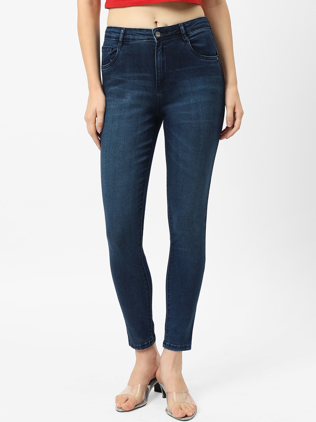 

Kraus Jeans Women Super Skinny Fit High-Rise Light Fade Stretchable Jeans, Blue