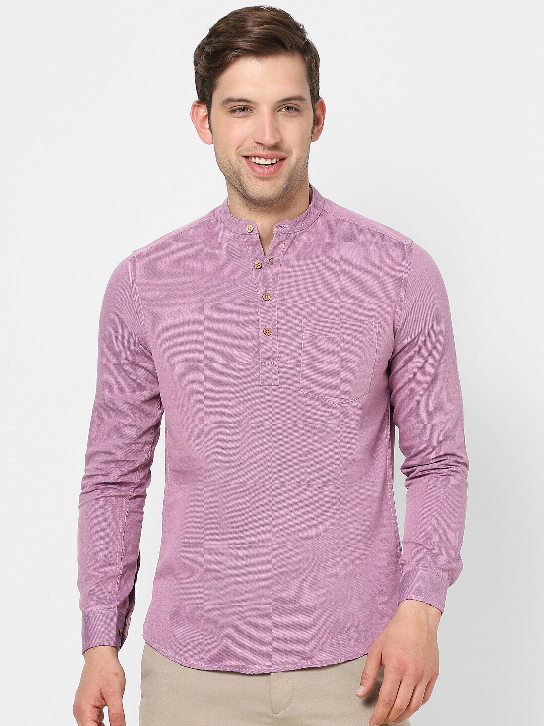 

VASTRADO Men Cotton Kurta, Lavender