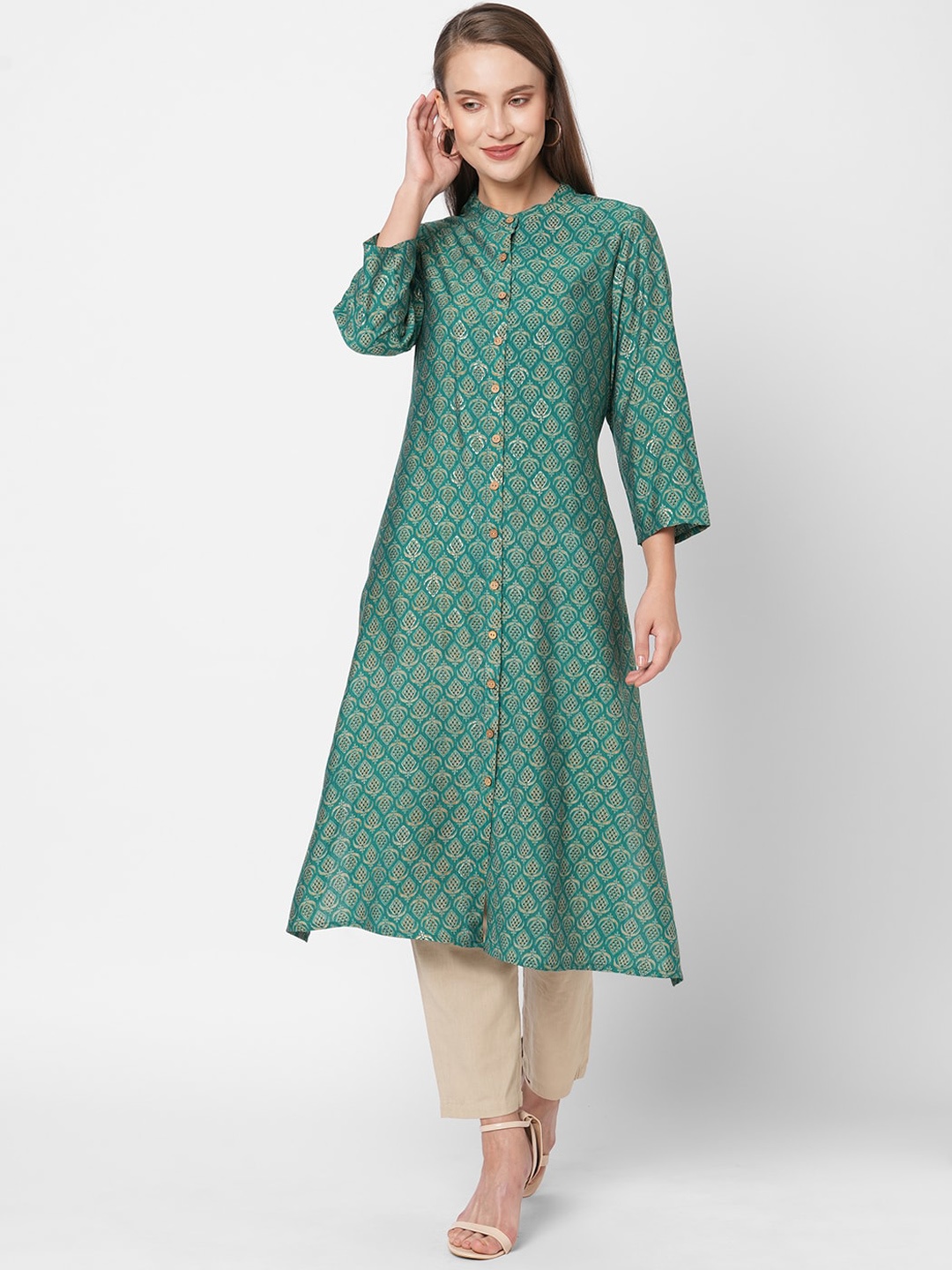 

Fusion Beats Women Ethnic Motifs Printed Kurta, Green