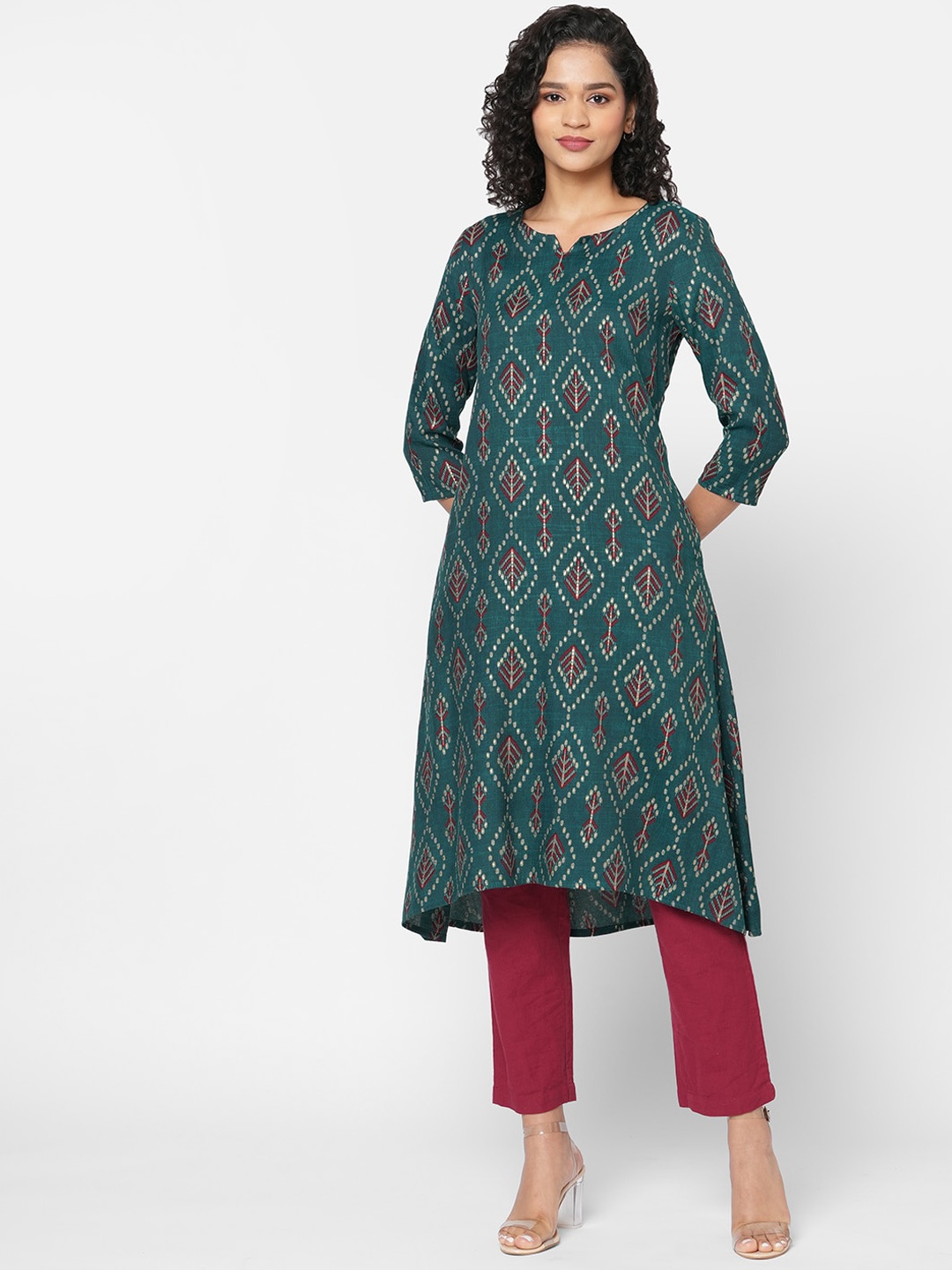 

Fusion Beats Women Ethnic Motifs Printed Kurta, Teal