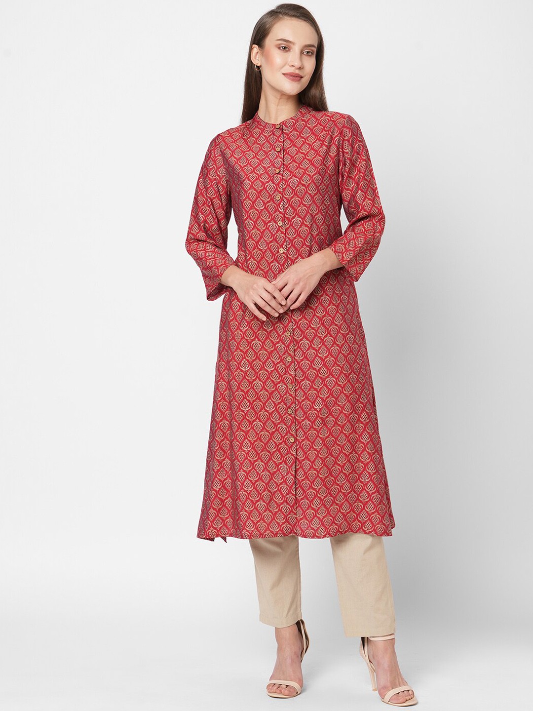 

Fusion Beats Women Ethnic Motifs Printed Kurta, Maroon