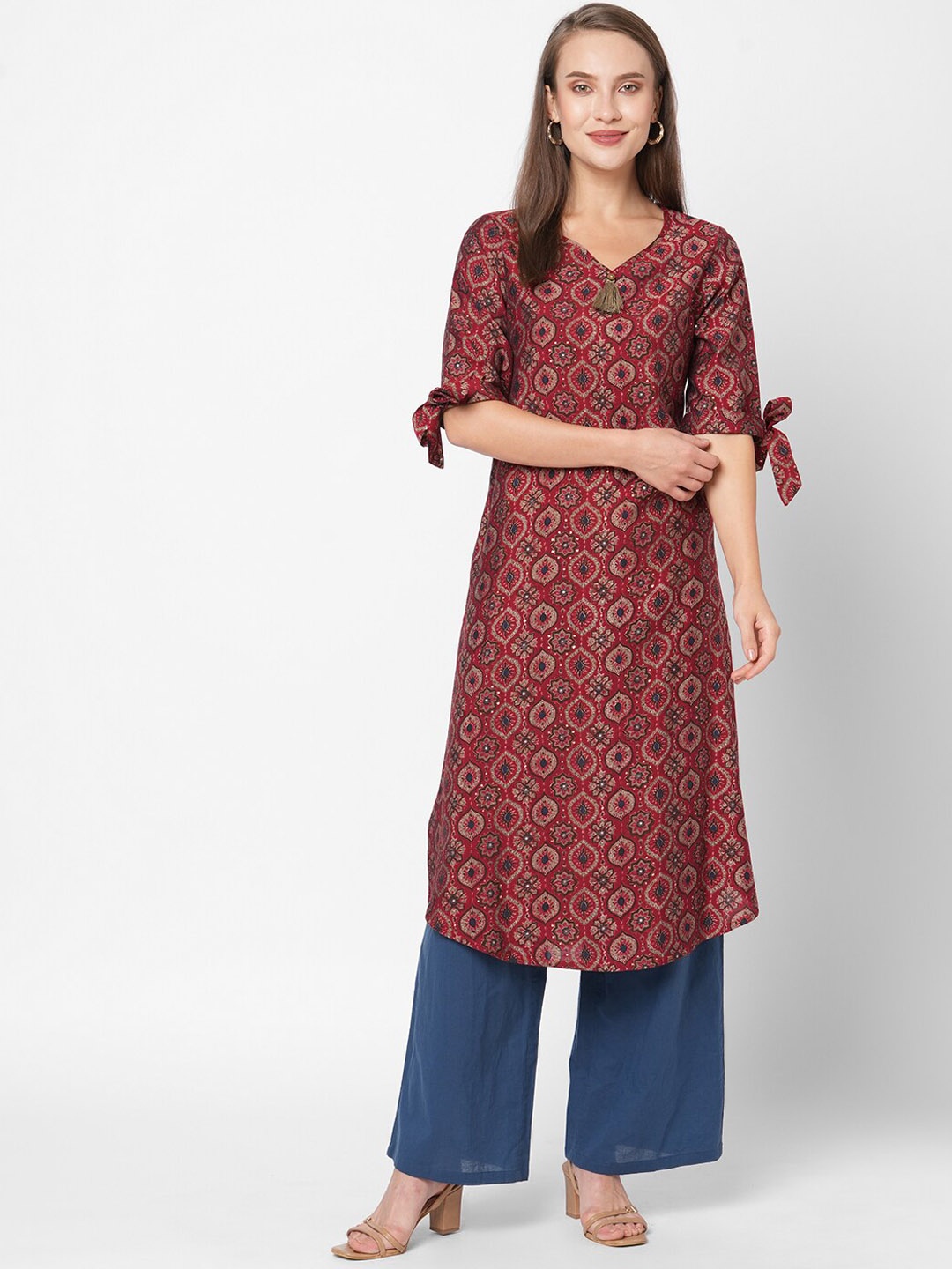 

Fusion Beats Women Ethnic Motifs Printed Kurta, Red