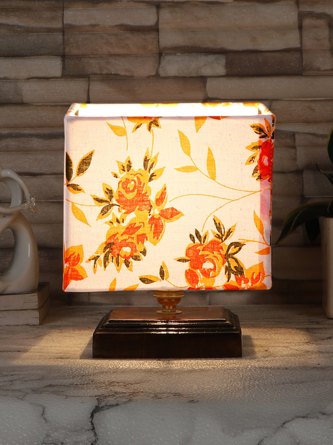 

Devansh White & Yellow Printed Cotton Shade Table Lamp
