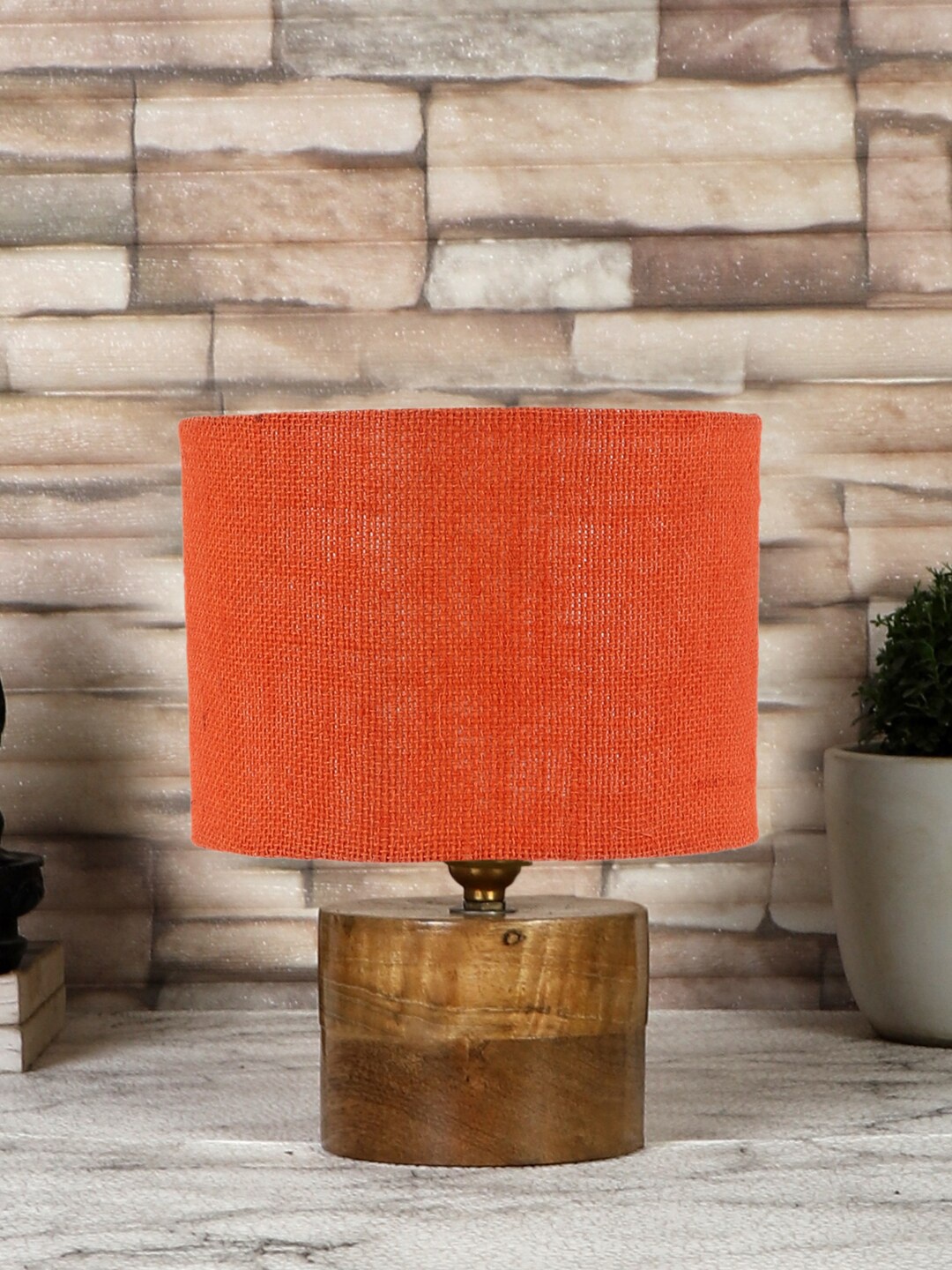 

Devansh Orange & Brown Jute Table Lamp With Natural Wood Base