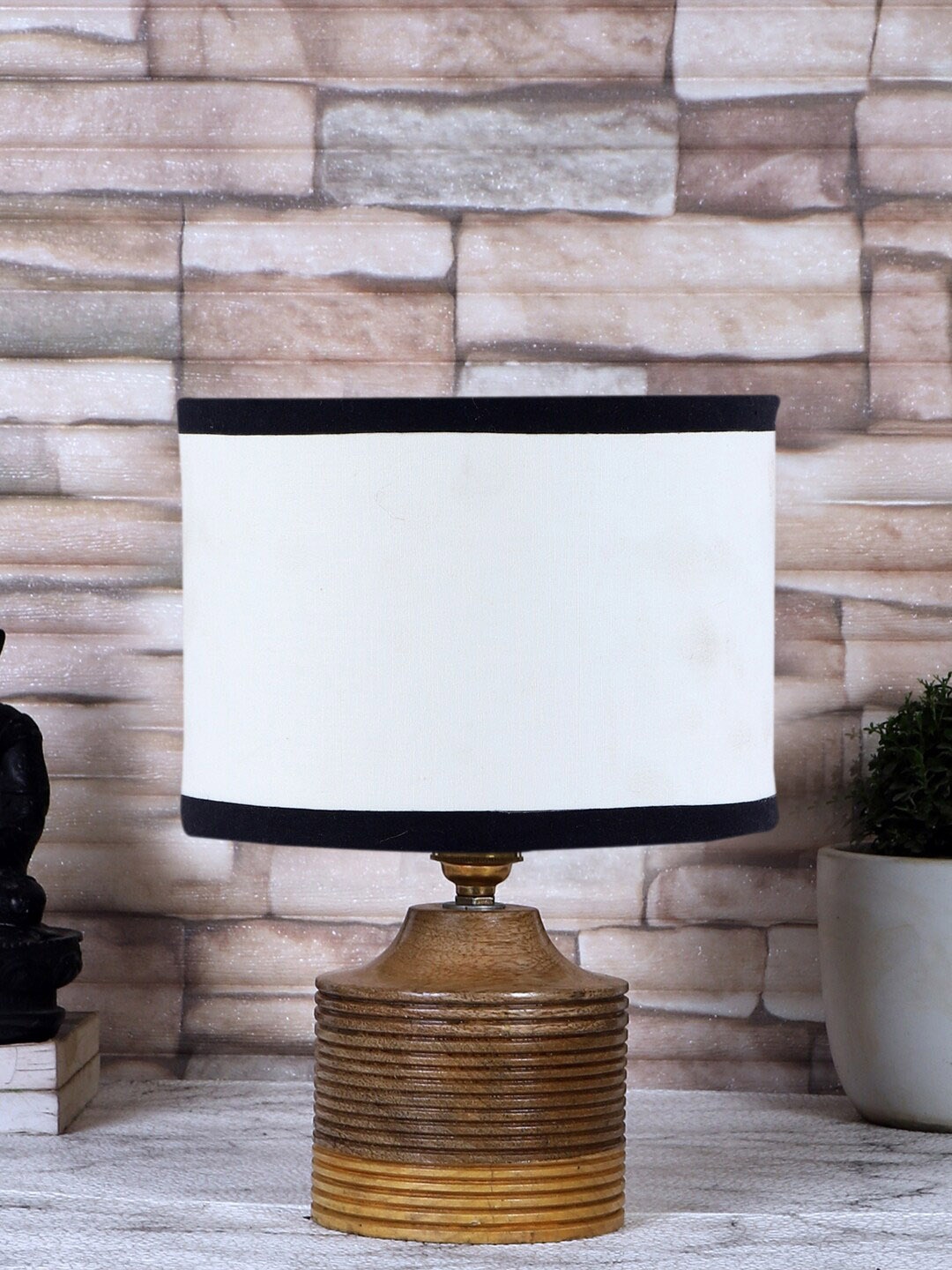 

Devansh White & Brown Textured Table Lamps With Shade