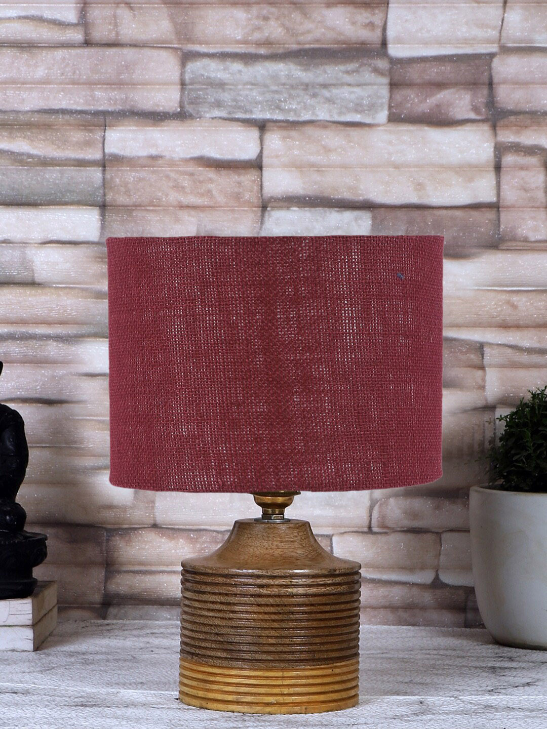 

Devansh Maroon & Brown Jute Table Lamp With Shade