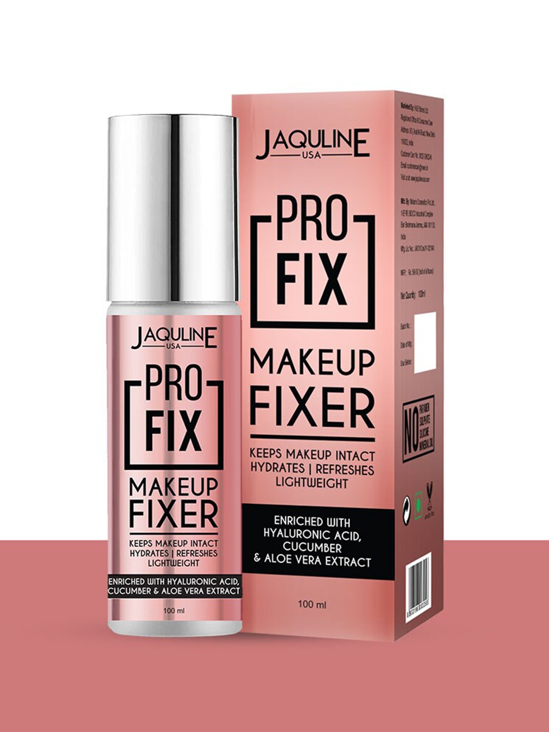 

Jaquline USA Pro Fix Makeup Fixer with HA, Cucumber & Aloe Vera Setting Spray - 100 ml, Transparent