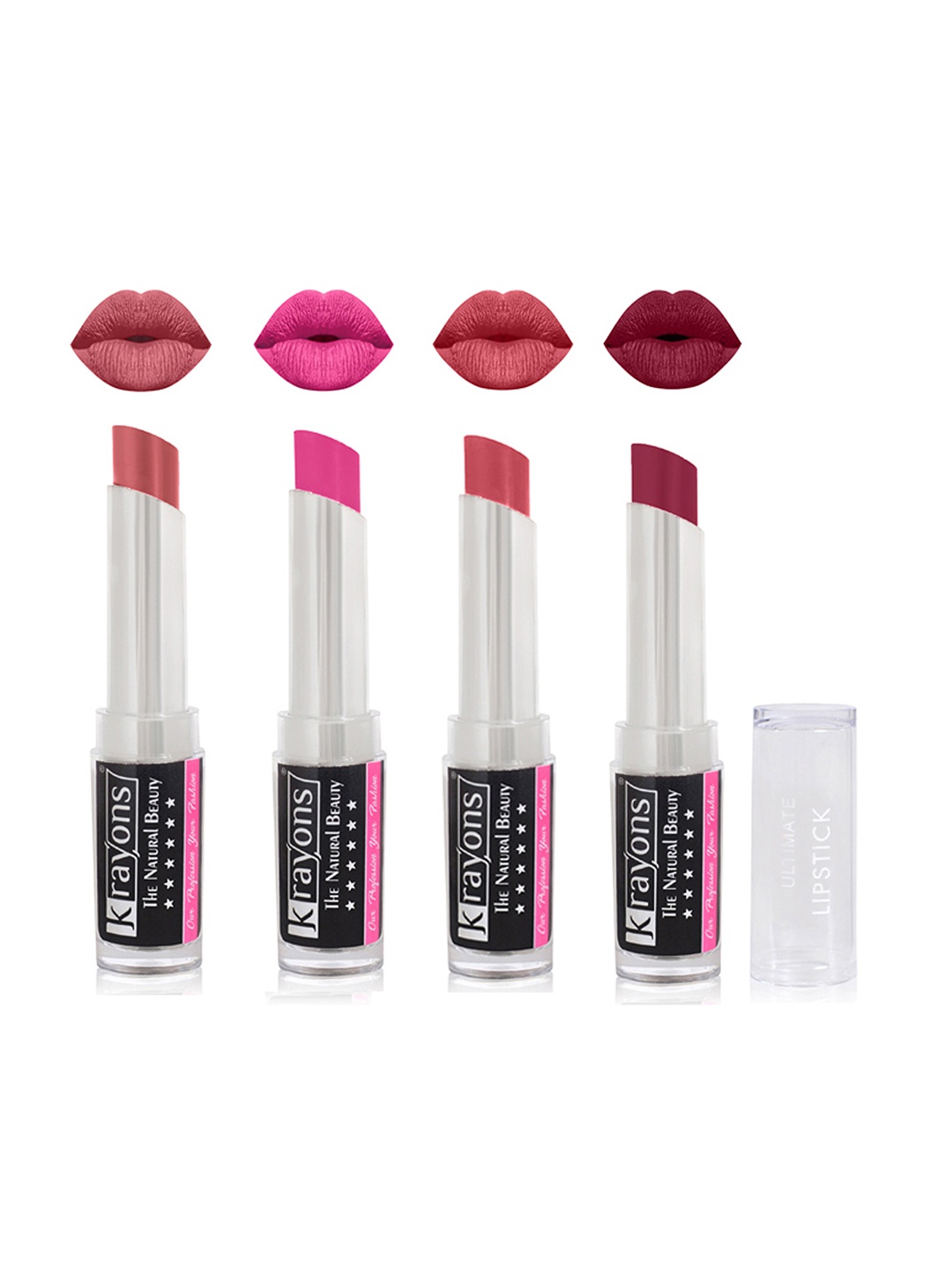 

krayons Set of 4 The Natural Beauty Ultimate Moisturizing Matte Lipstick - 3.5 g each, Pink