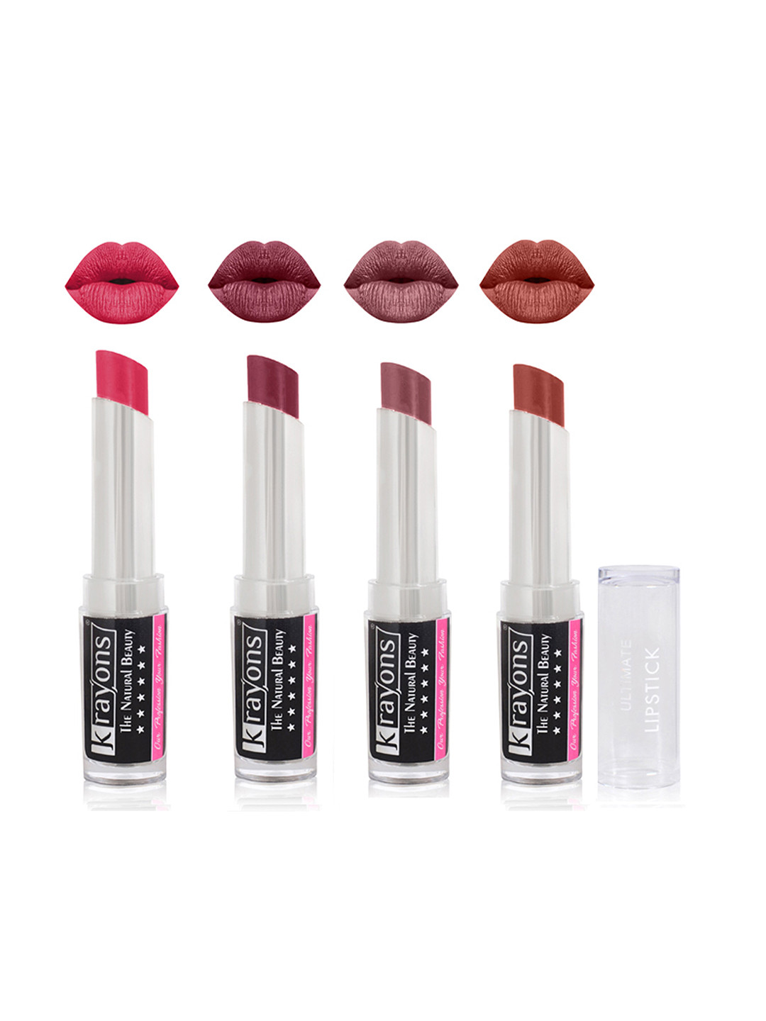 

krayons Set of 4 The Natural Beauty Ultimate Moisturizing Matte Lipstick - 3.5 g each, Pink