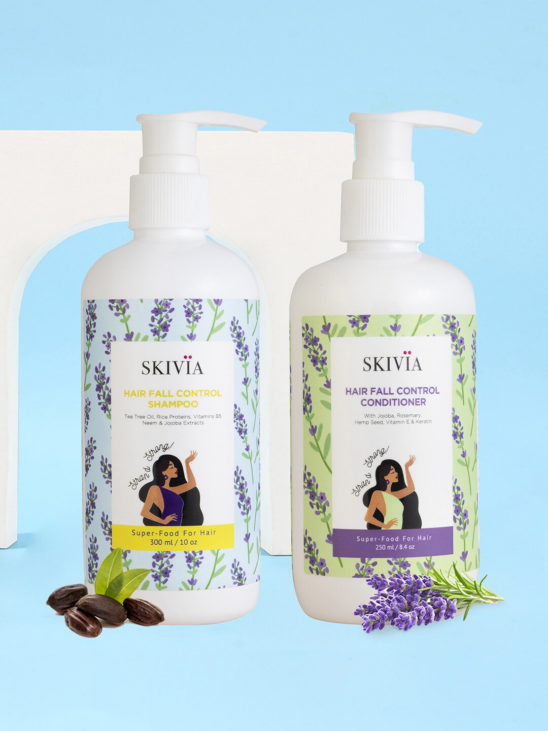 

SKIVIA Set of Hair Fall Control Shampoo (300 ml) & Conditioner (250 ml), Transparent