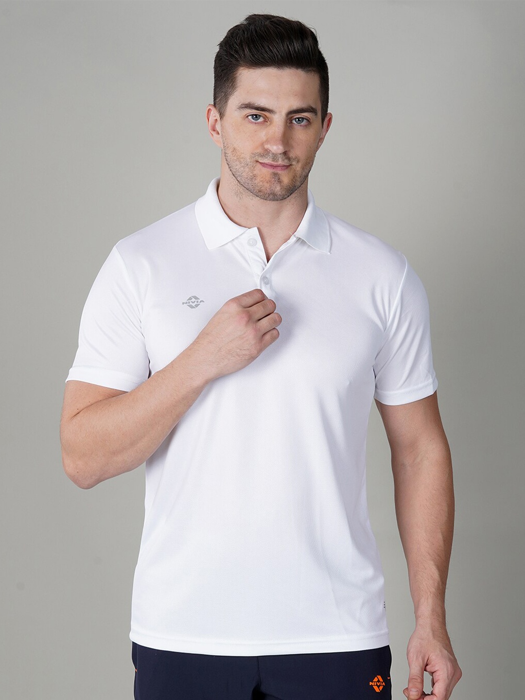 

NIVIA Men Polo Collar T-shirt, White