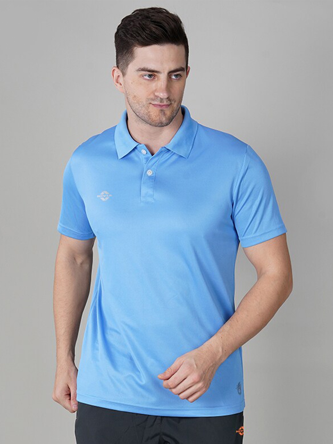 

NIVIA Men Blue Polo Collar T-shirt