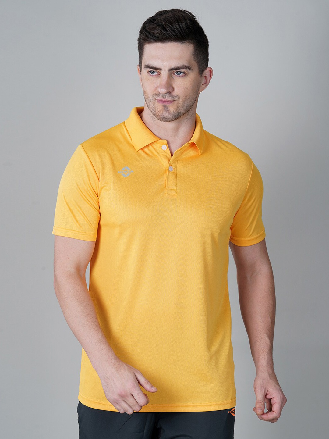 

NIVIA Men Polo Collar Dry Fit T-shirt, Yellow