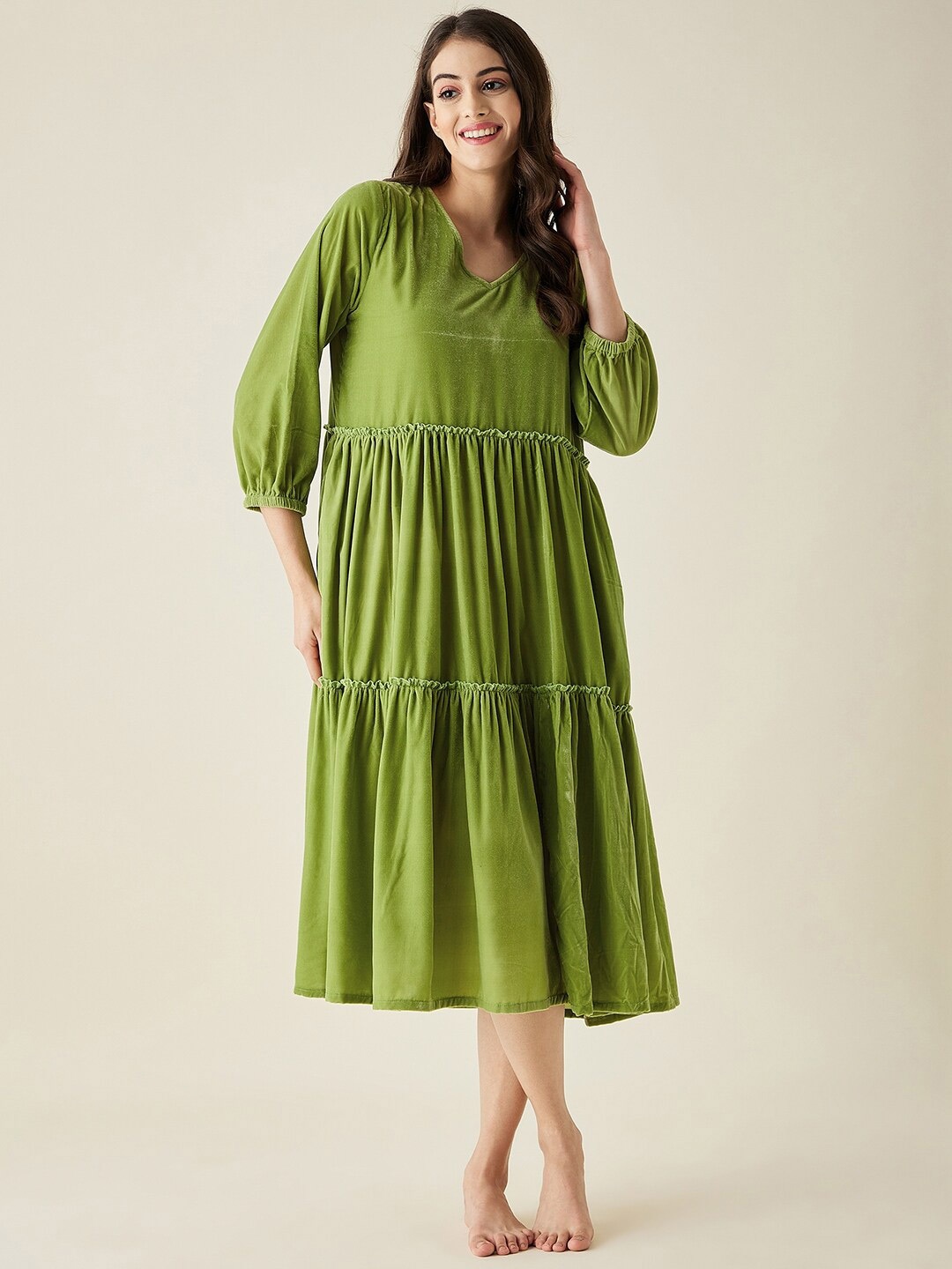 

The Kaftan Company Women Nightdress, Olive