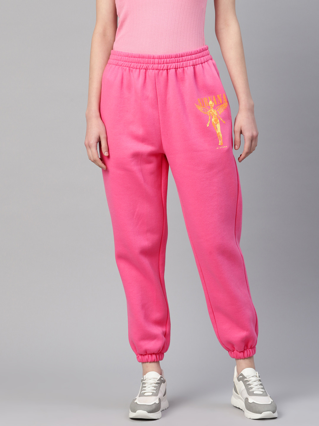 

Laabha Women Printed Regular Fit Joggers, Pink