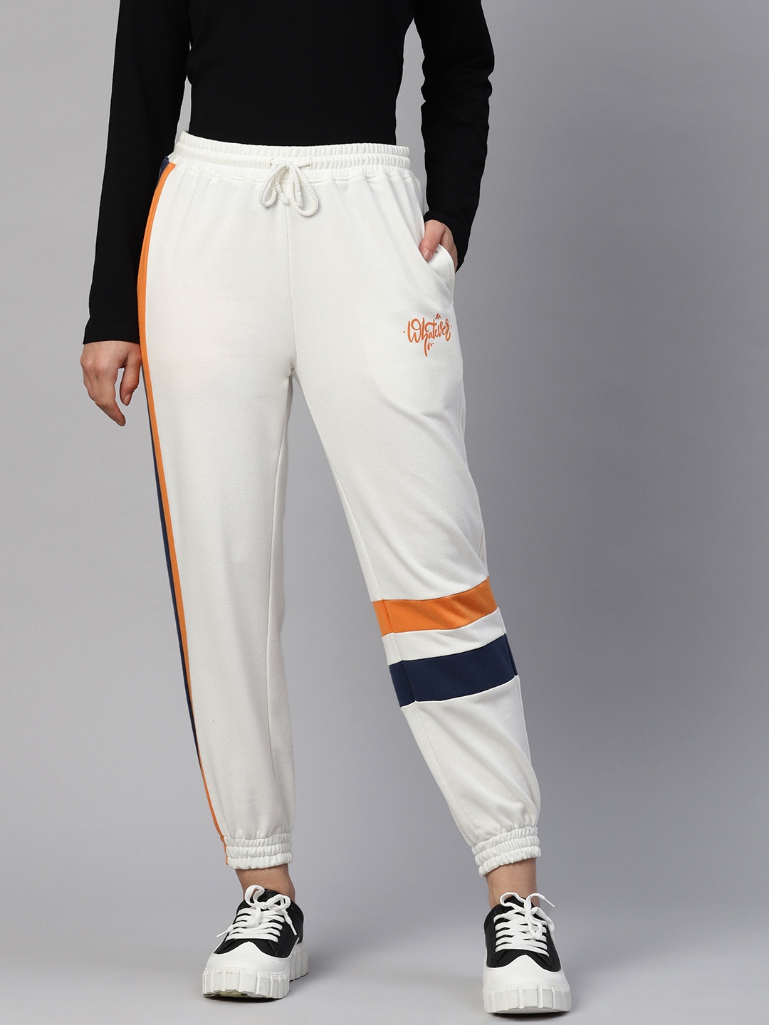 

Laabha Women Printed Regular Fit Joggers, Off white