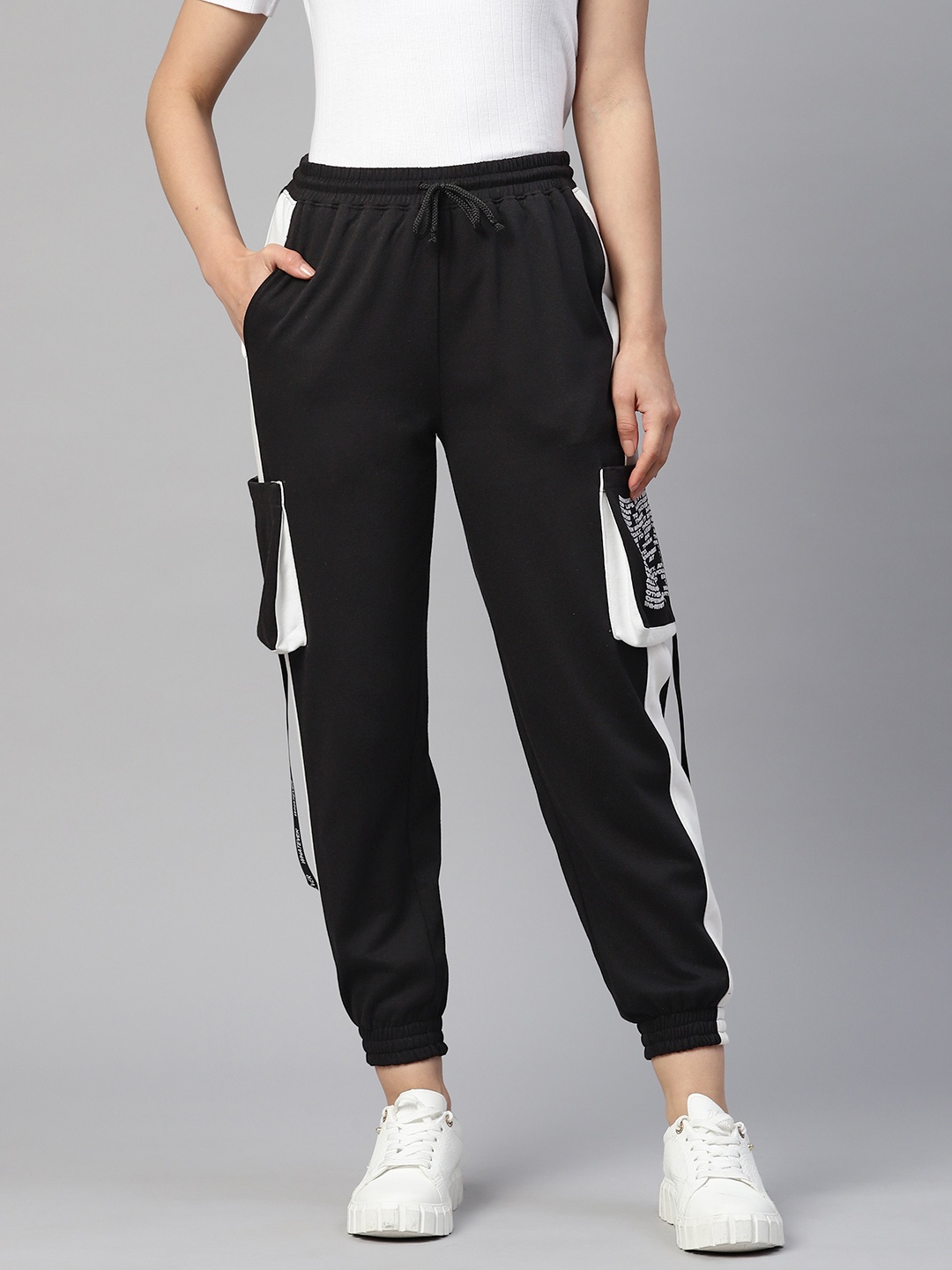 

Laabha Women Typography Printed Regular Fit Joggers, Black