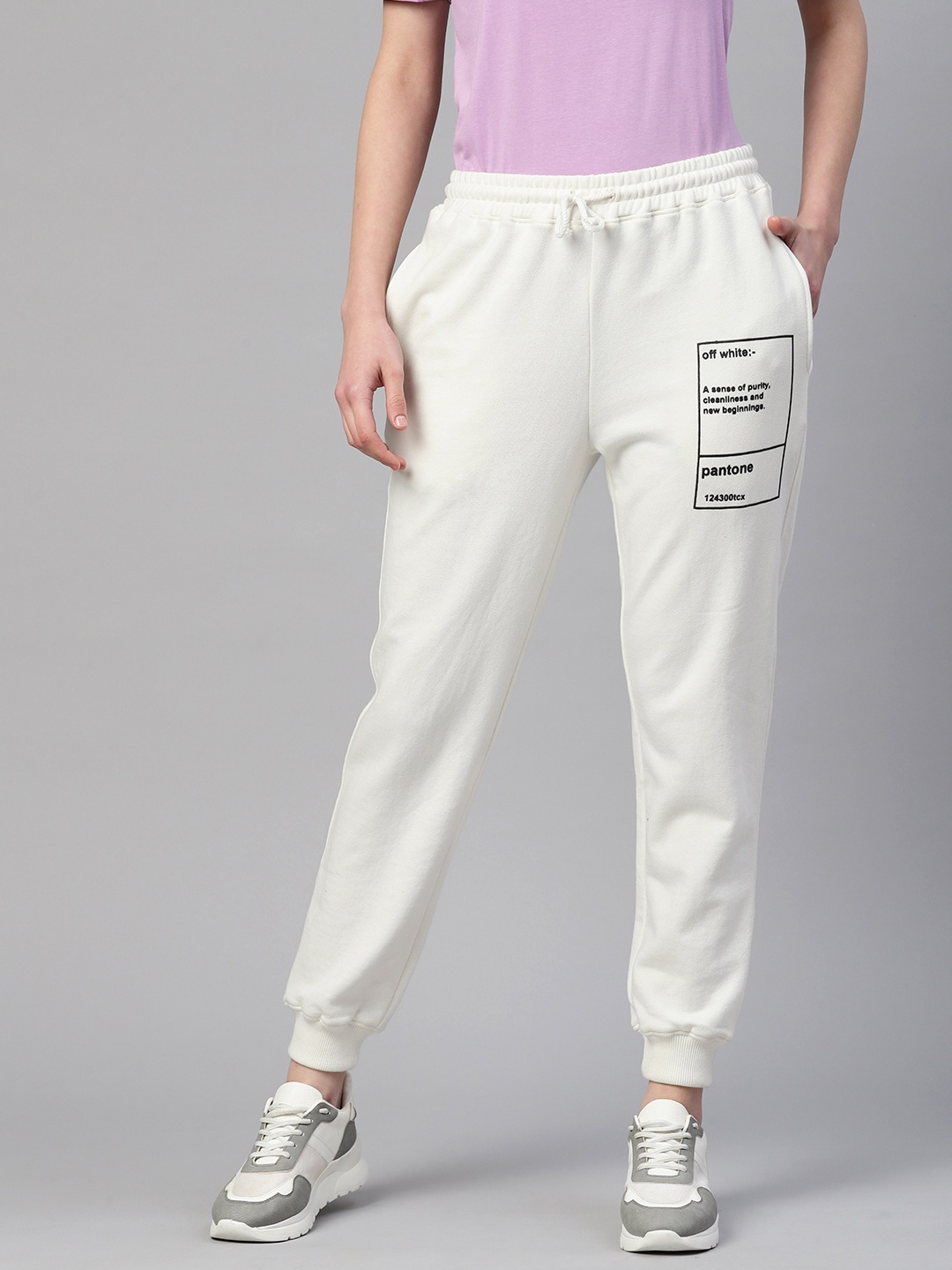 

Laabha Women Printed Regular Fit Joggers, Off white