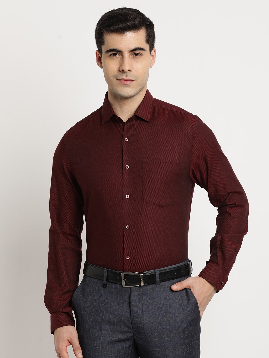 

Turtle Men Modern Slim Fit Formal Shirt, Maroon