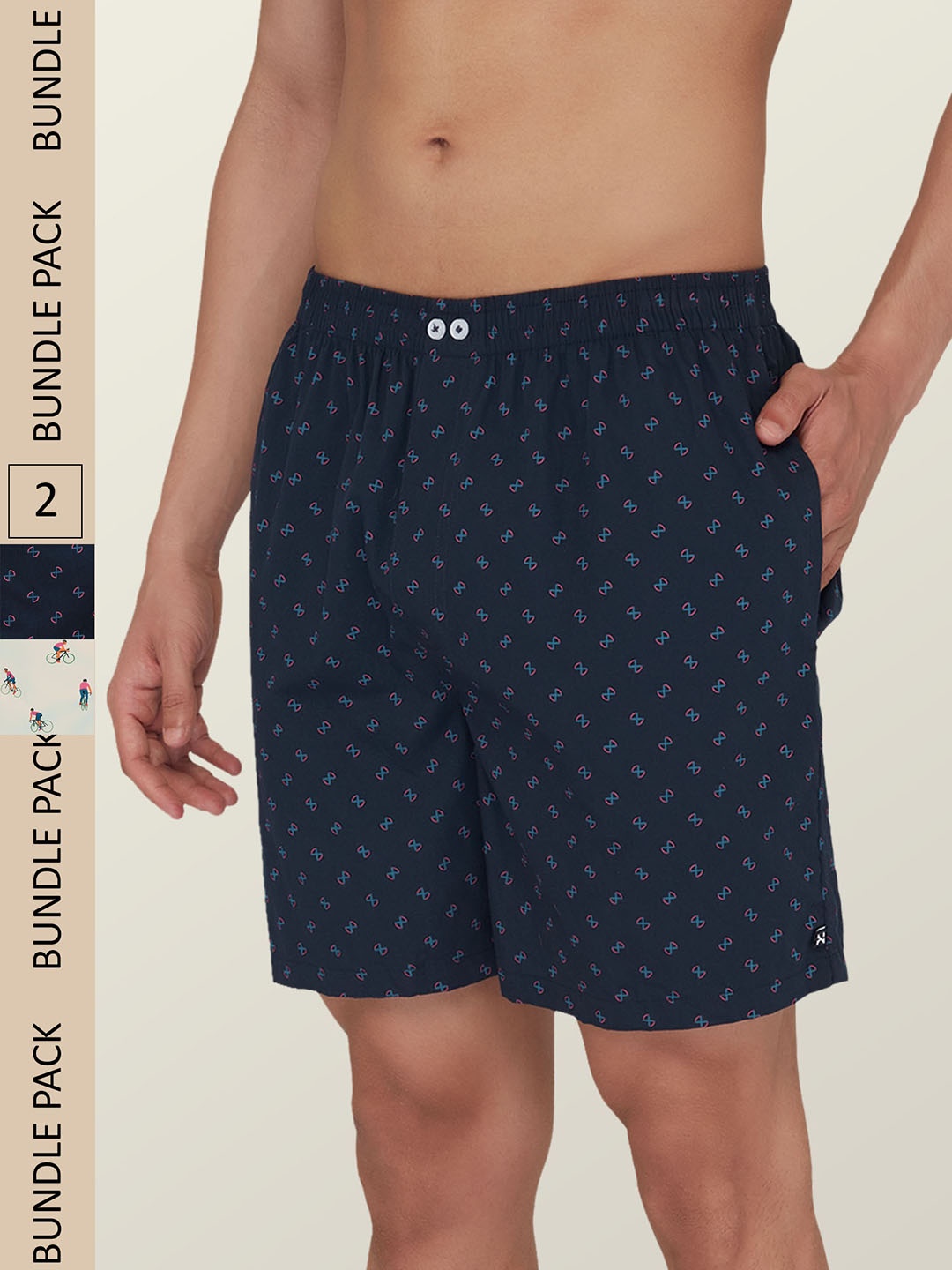 

XYXX Men Pack Of 2 Printed Super Combed Cotton Boxers, Cream