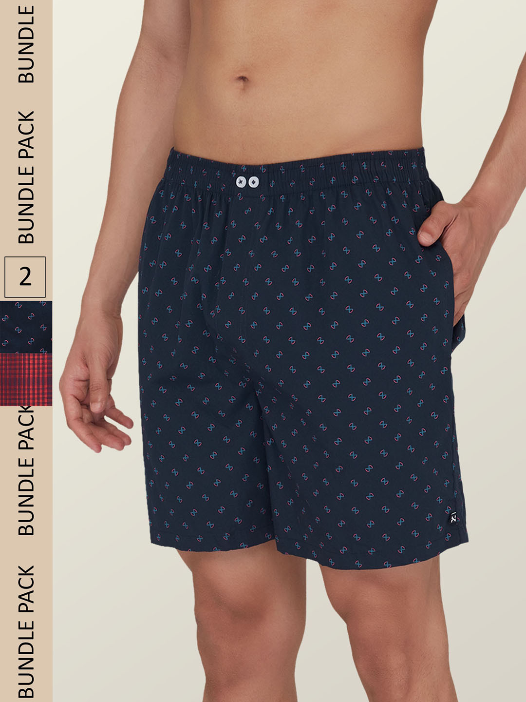 

XYXX Men Pack Of 2 Printed Cotton Boxers XYBOX2PCKN256, Navy blue