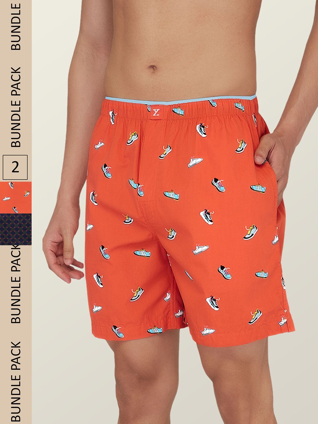 

XYXX Men Pack Of 2 Printed Super Combed Cotton Boxers XYBOX2PCKN245, Orange