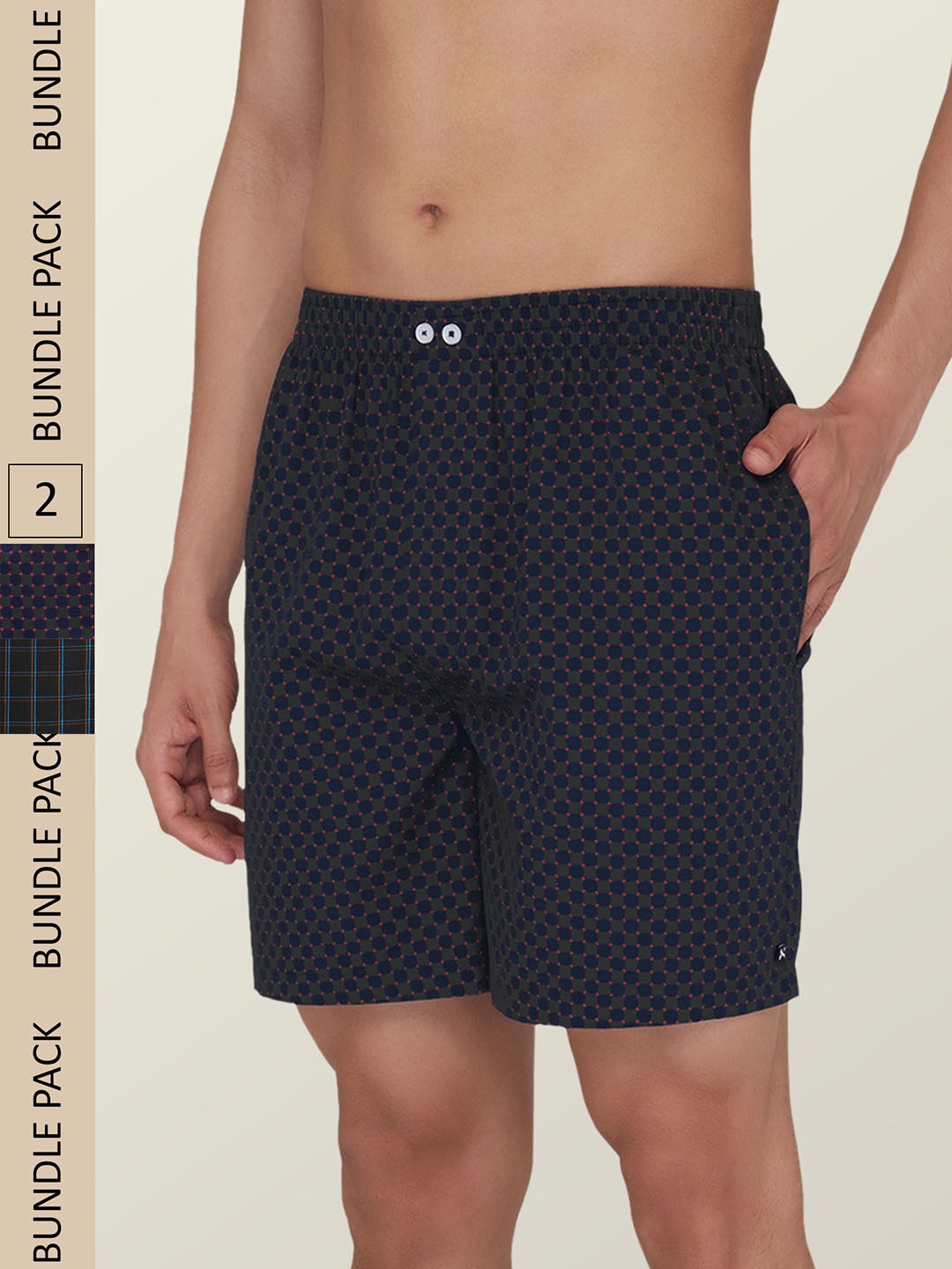 

XYXX Men Pack Of 2 Printed Cotton Boxers XYBOX2PCKN252, Black