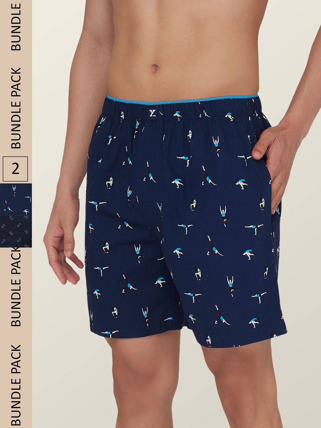 

XYXX Men Pack Of 2 Printed Cotton Boxers XYBOX2PCKN254, Blue