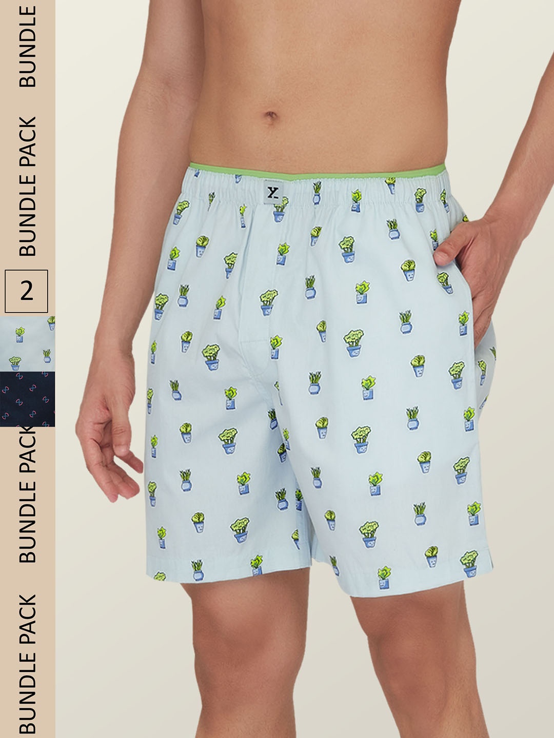 

XYXX Men Pack Of 2 Printed Super Combed Cotton Boxer Shorts, White