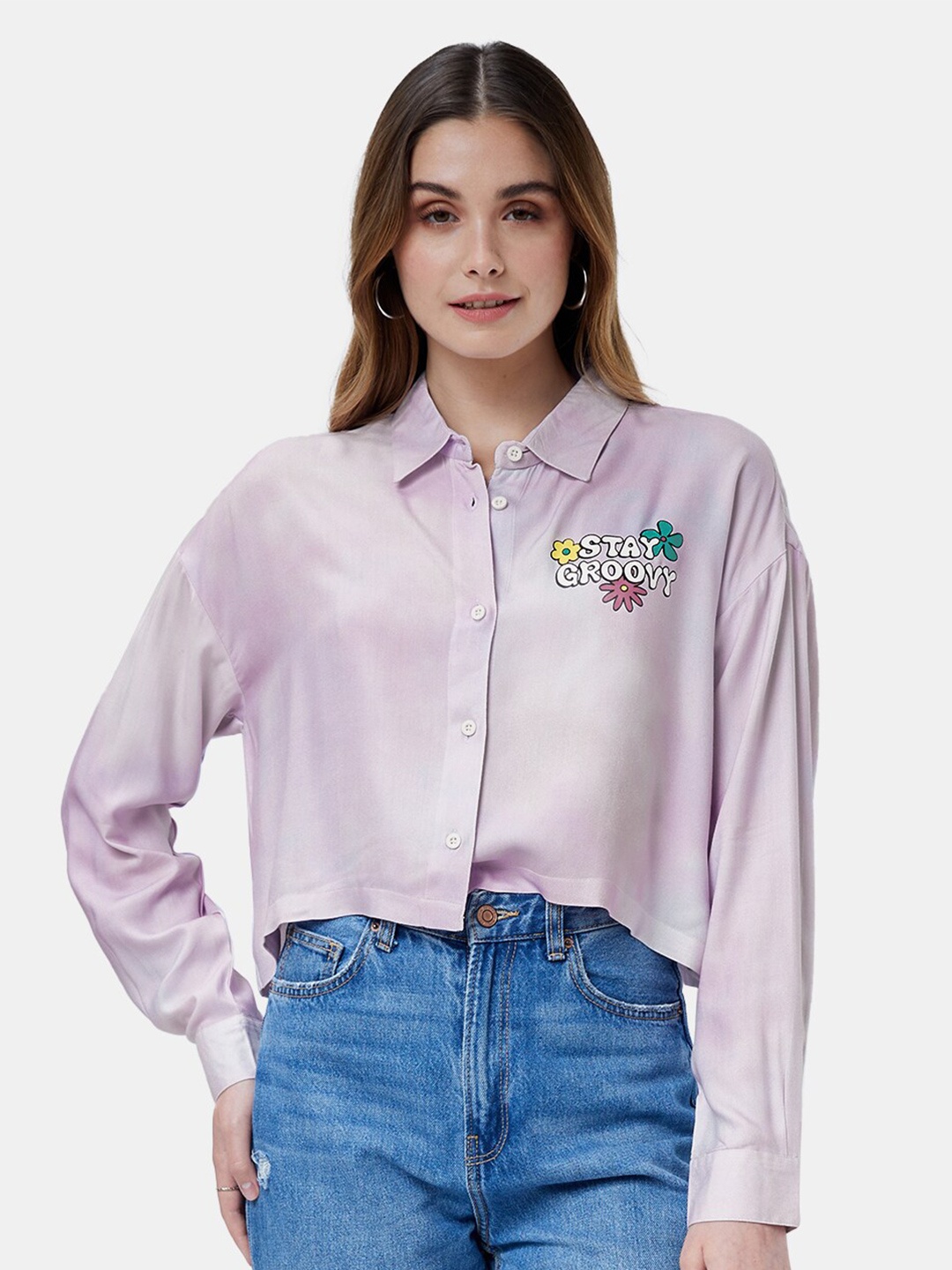 

The Souled Store Women Faded Boxy Casual Shirt, Pink