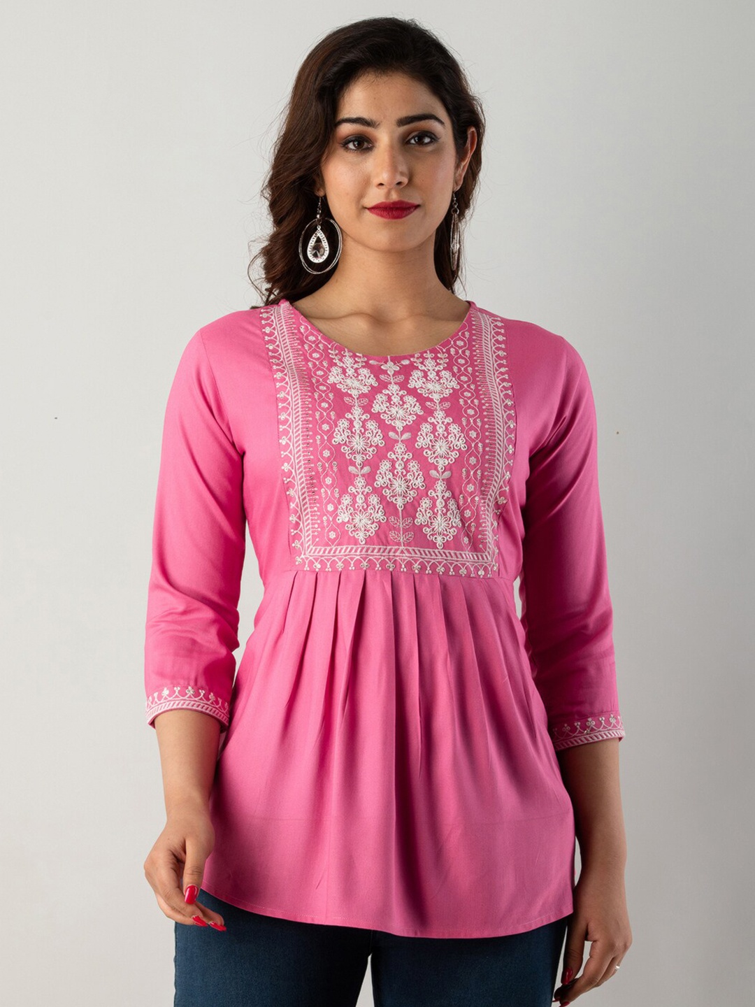 

KALINI Floral Embroidered Top, Pink
