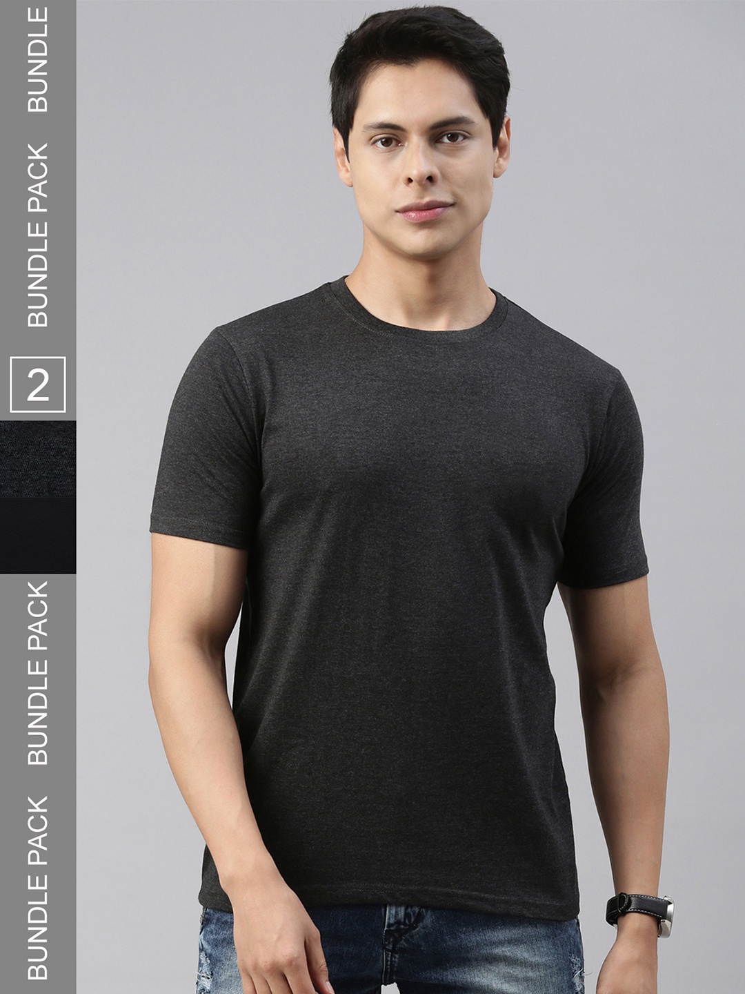 

recast Pack Of 2 Bio Finish Cotton T-Shirt, Charcoal