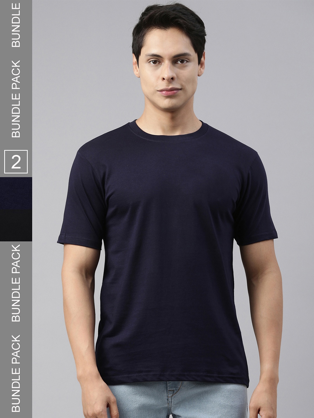 

recast Pack Of 2 Bio Finish Cotton T-Shirt, Navy blue