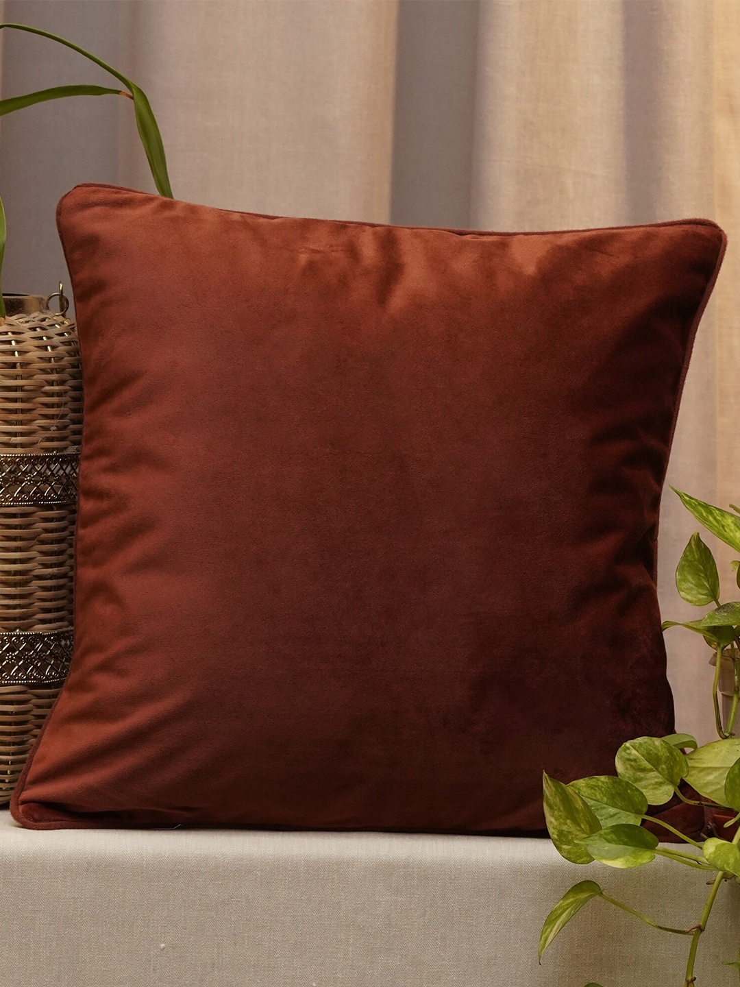 

ZEBA Rust Velvet Square Cushion Cover