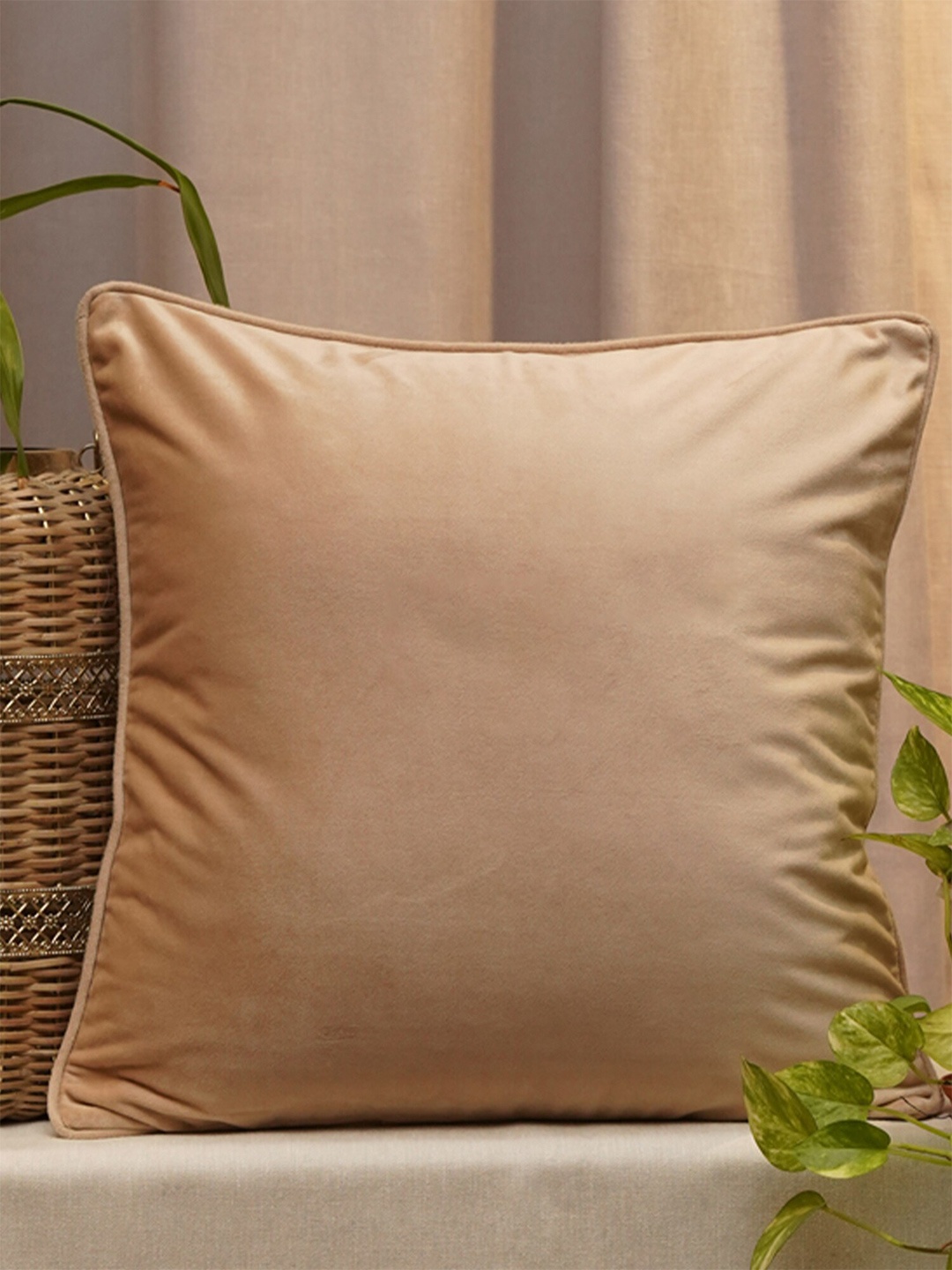 

ZEBA Cream Velvet Square Cushion Cover