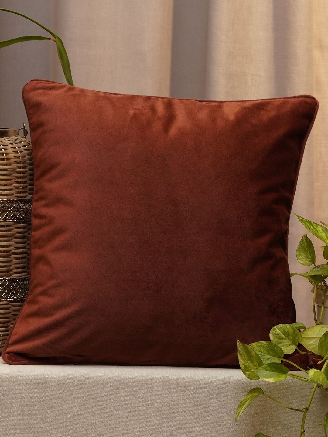 

ZEBA Rust Velvet Square Cushion Cover