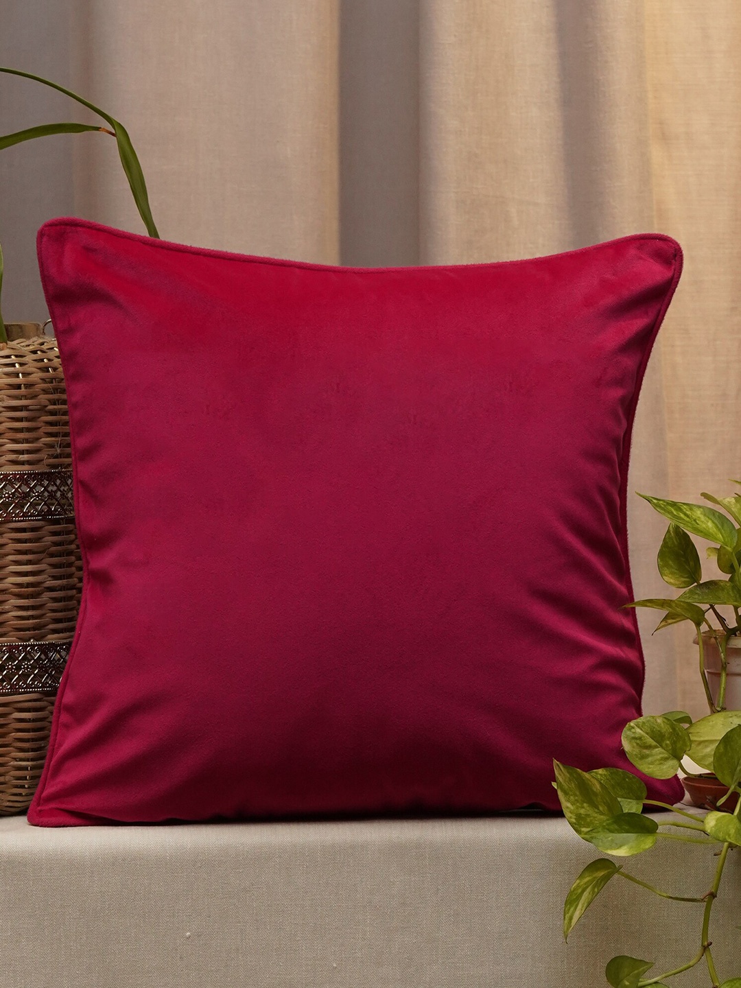 

ZEBA Pink Velvet Square Cushion Cover