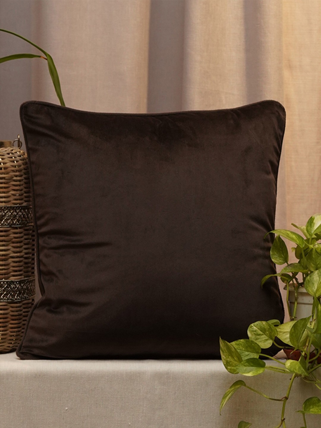 

ZEBA Brown Velvet Square Cushion Cover