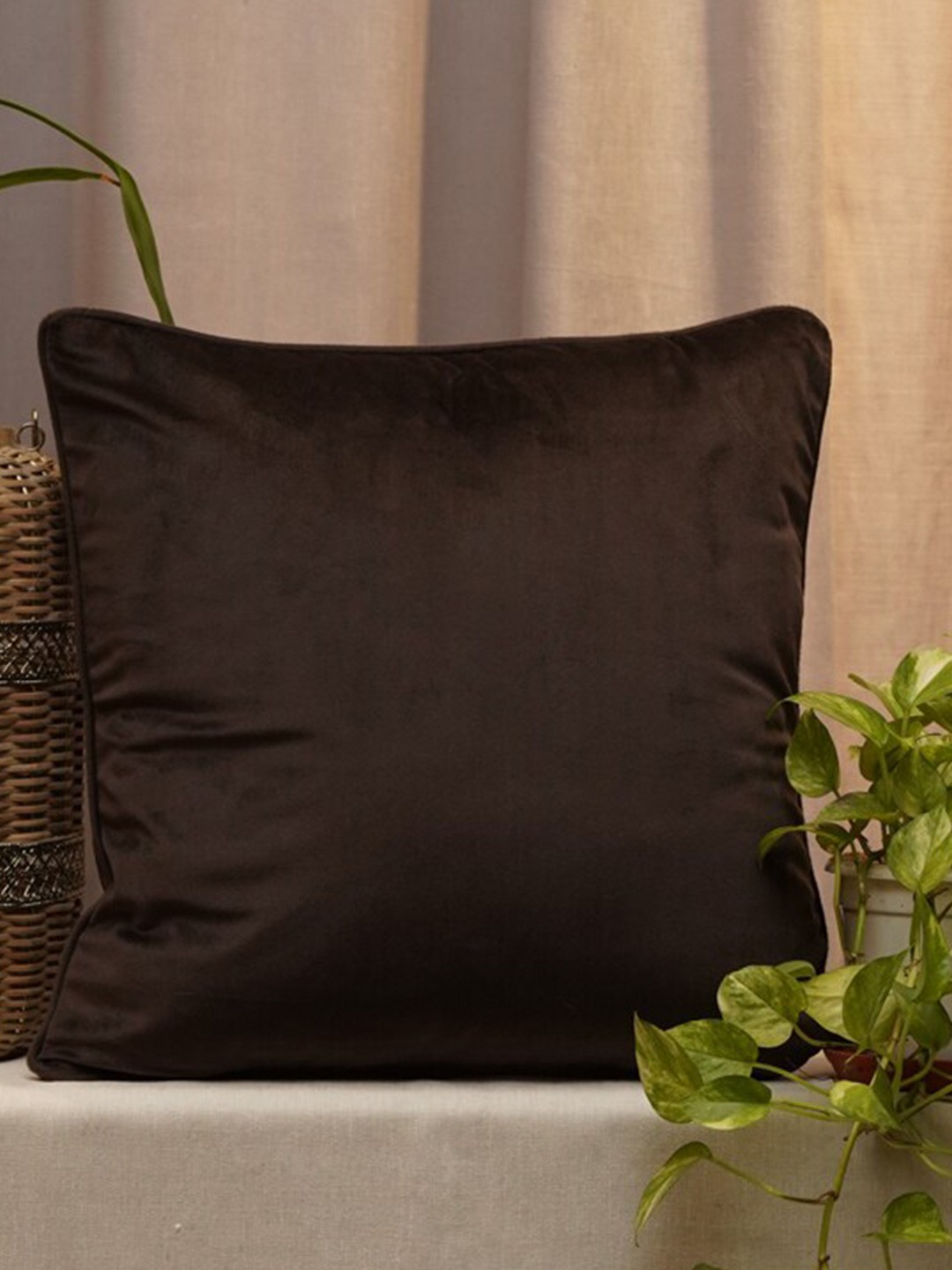 

ZEBA Brown Velvet Square Cushion Cover