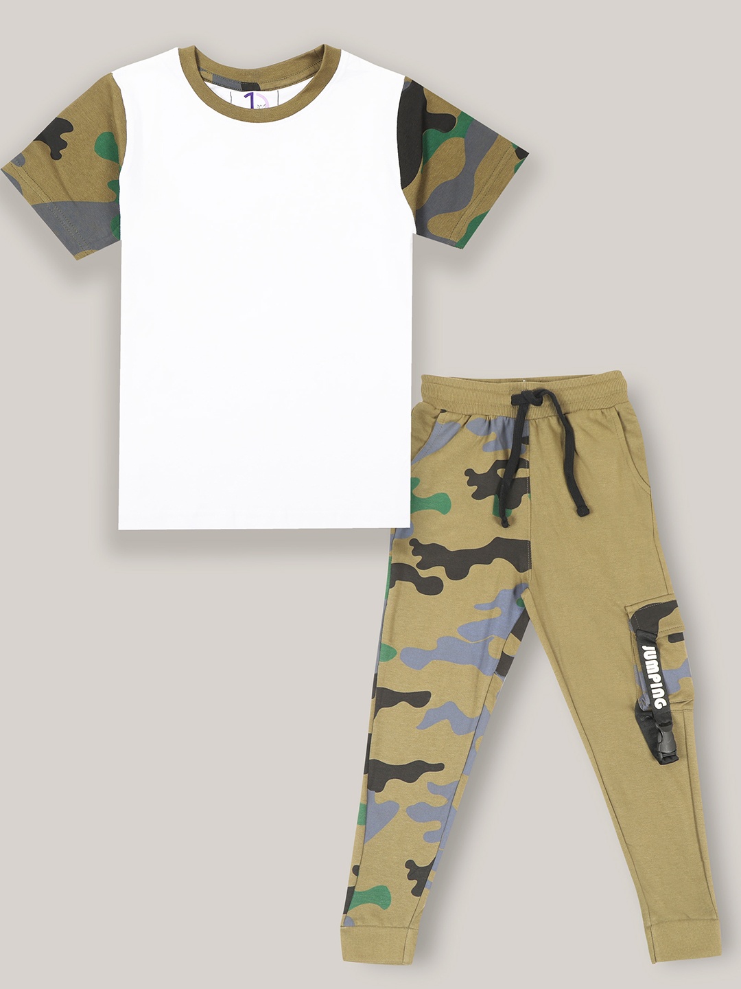 

Jumping Joey Boys Printed Pure Cotton Clothing Set, White