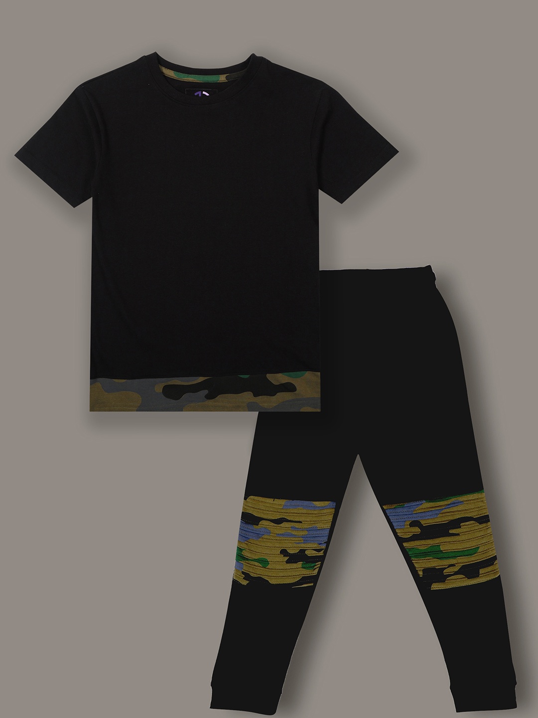 

Jumping Joey Boys Printed Pure Cotton Clothing Set, Black