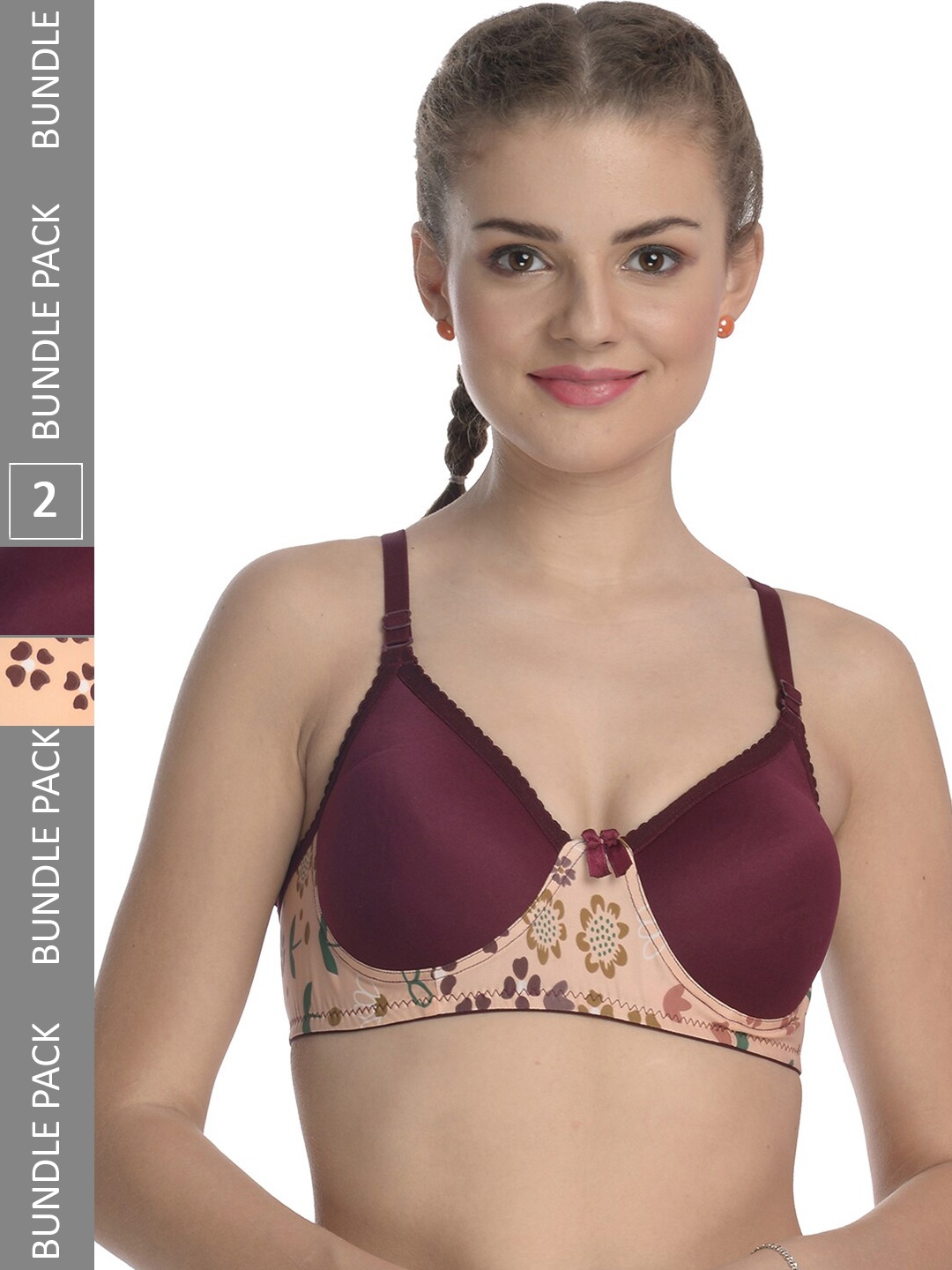 

FIMS Pack Of 2 Women Stretchable Cotton Padded Everyday Bra, Beige