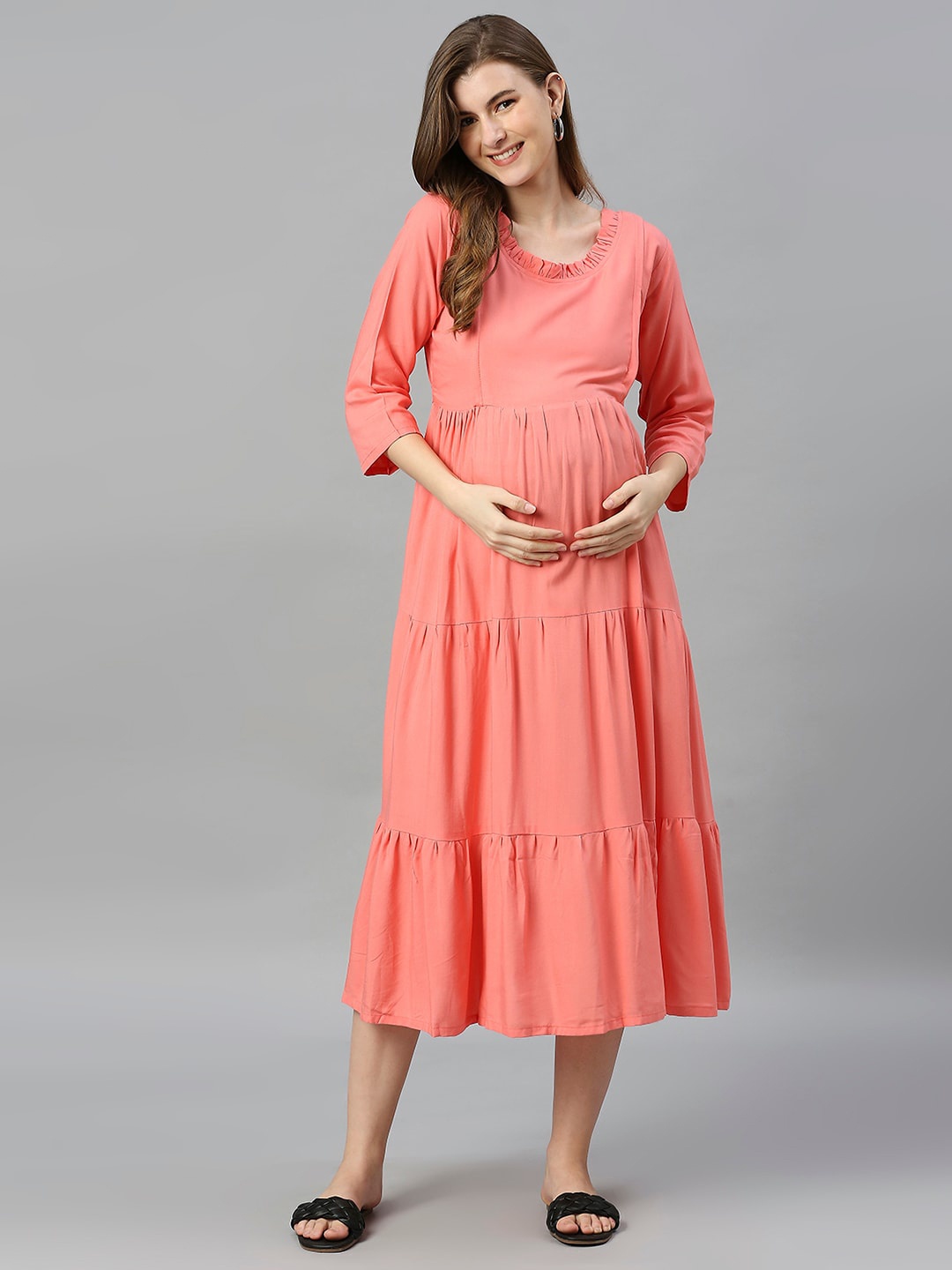 

Aanyor Maternity Empire Midi Dress, Peach