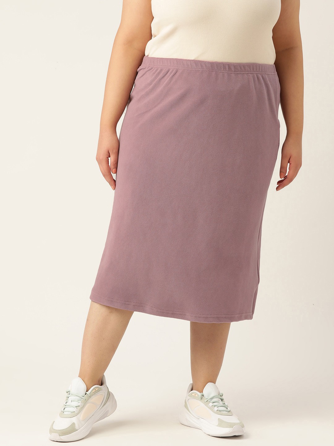 

theRebelinme Plus Size Women Solid Straight Skirt, Lavender
