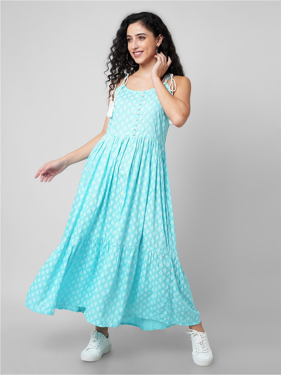 

KALINI Printed Ethnic Motifs Maxi Dress, Sea green