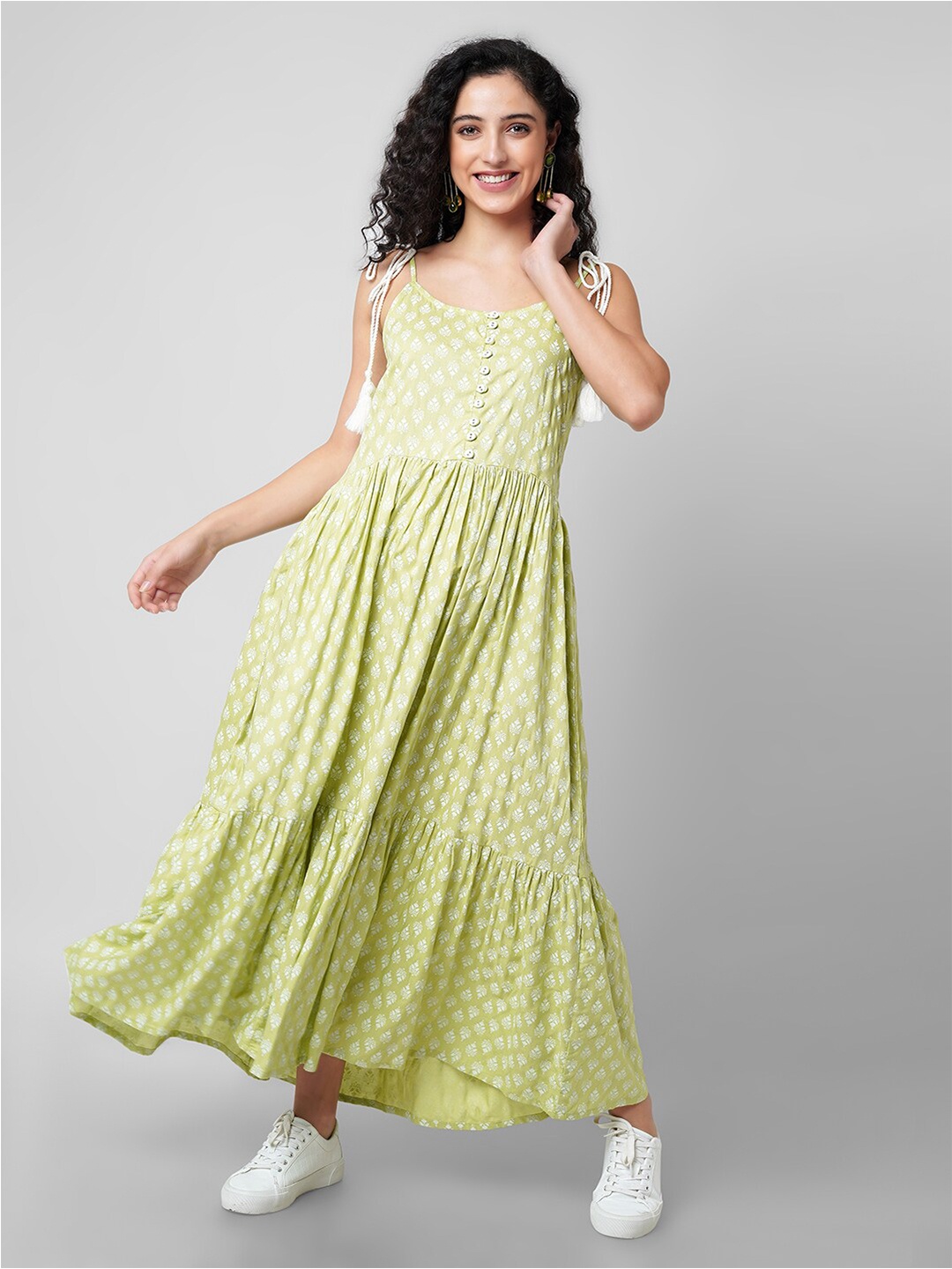 

KALINI Printed Ethnic Motifs Maxi Maxi Dress, Green