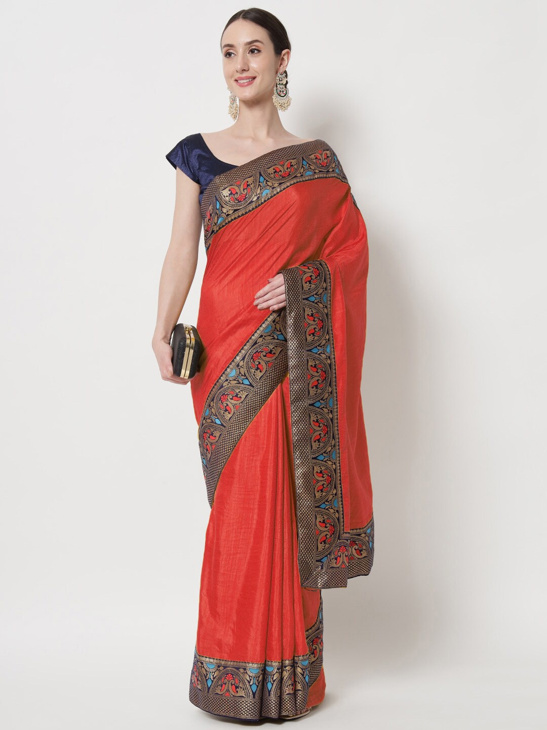 

B4ME COM Zari Silk Cotton Mysore Silk Saree, Red