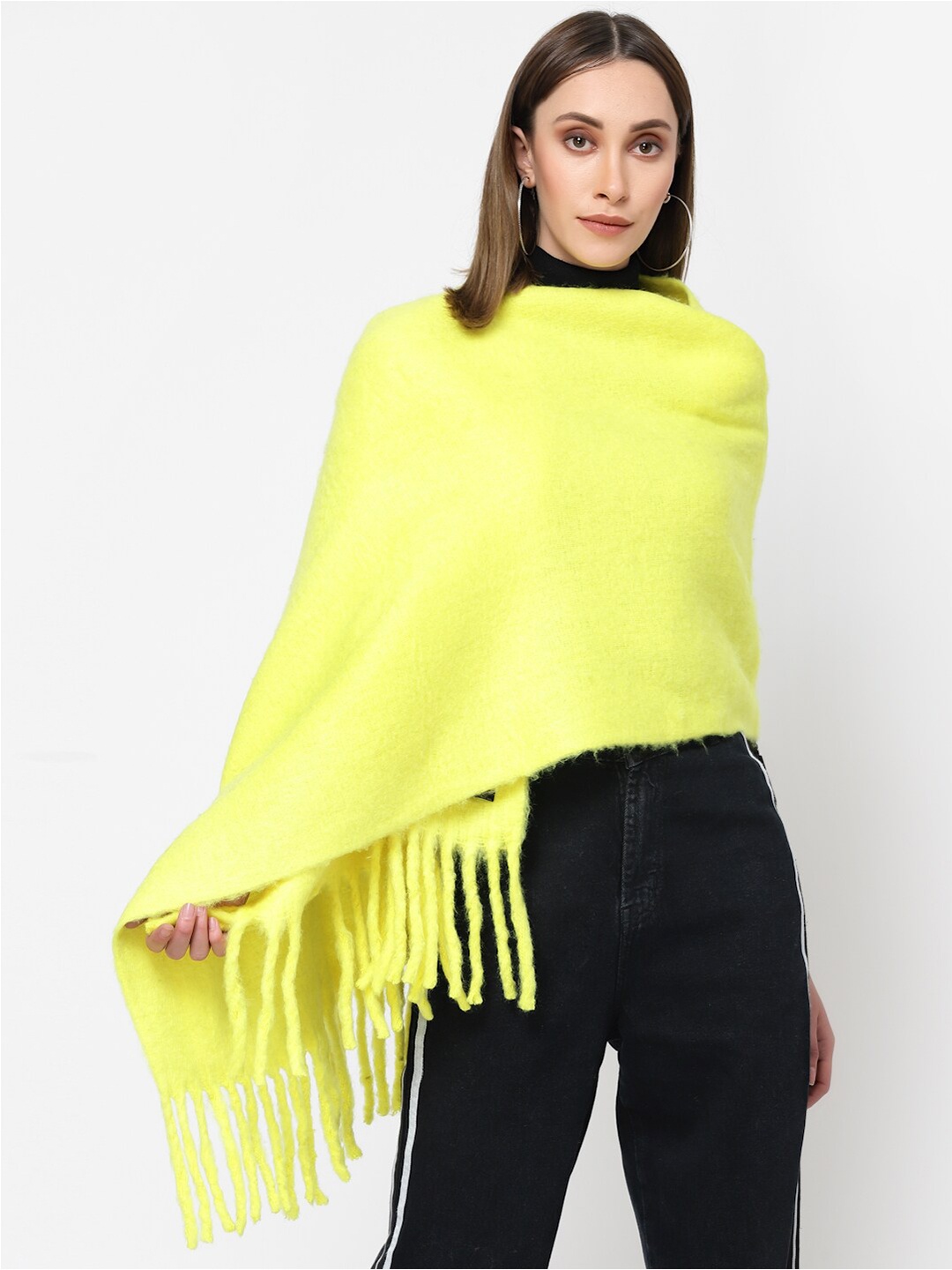 

513 Women Tasselled Border Stole, Yellow