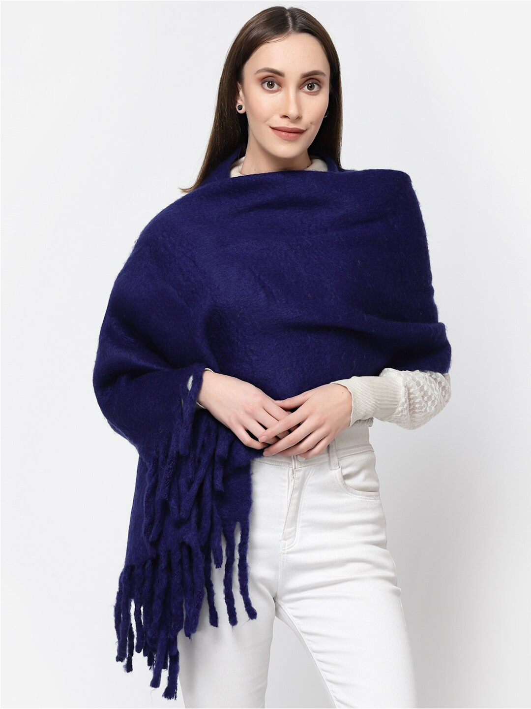 

513 Women Tasselled Border Stole, Blue