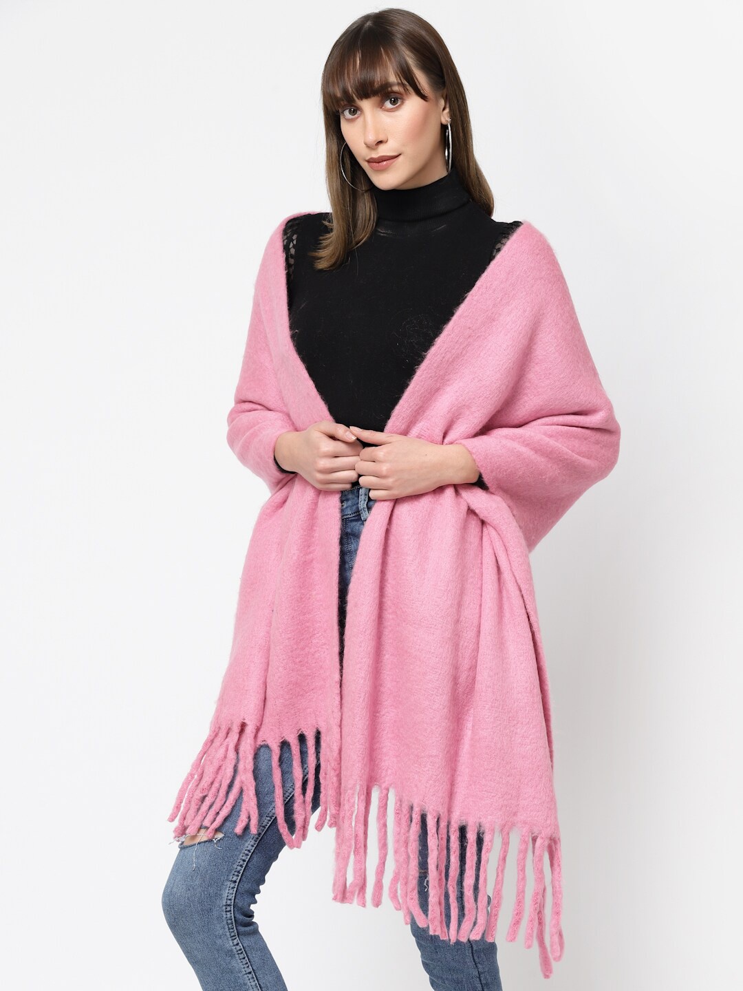 

513 Women Tasselled Border Stole, Pink